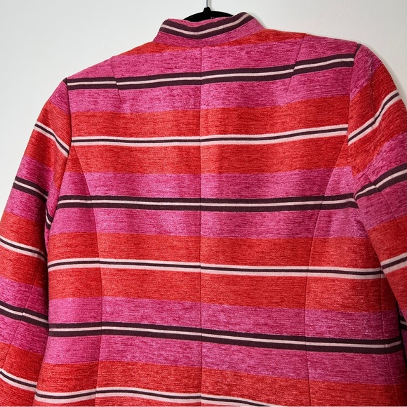 Banana Republic Pink Stripe Collarless Coat Blazer Size Small Petite - Picture 9 of 14